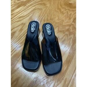 Golo Women's Black Transparent Slip On Square Toe Block Heels Size 7 S16